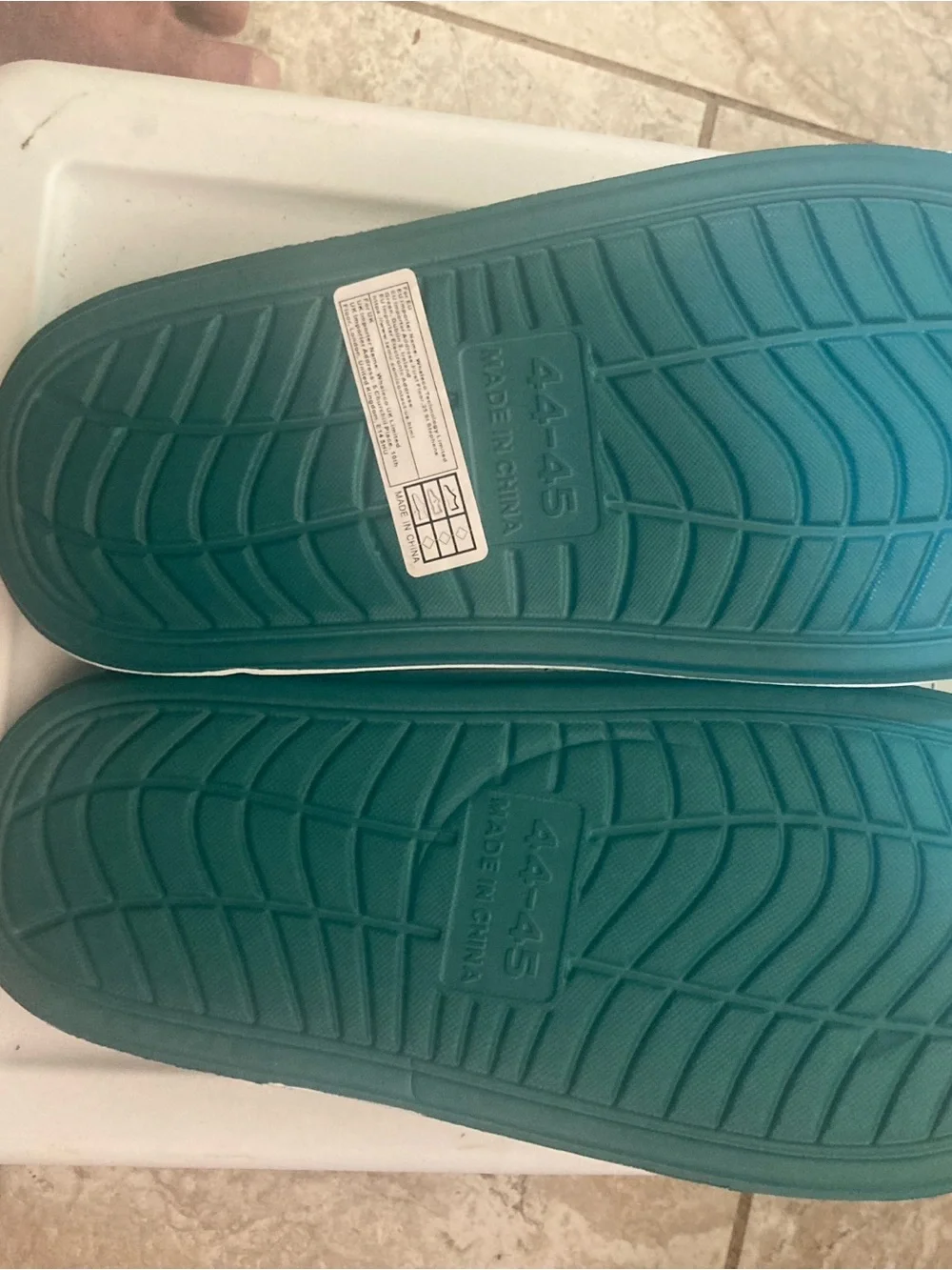 Teal Fashion Slides with White Logo